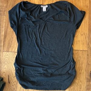 Motherhood Maternity Short Sleeve V-Neck Tee in Charcoal
